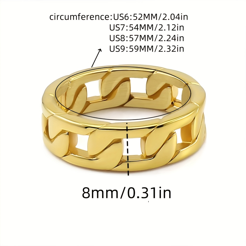 Stainless Steel Cuban Chain Ring Unisex Jewelry